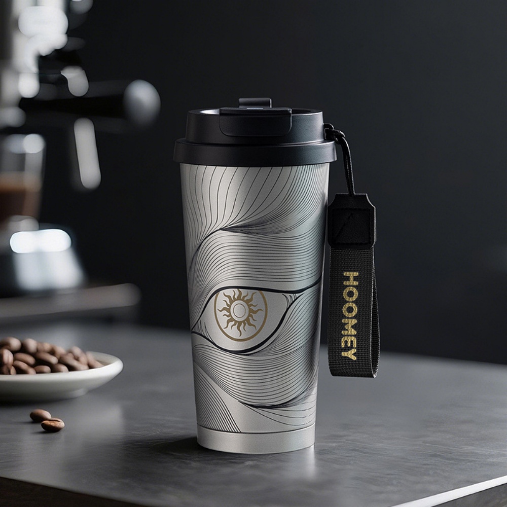 Ceramic Heat Emitter - แก้วกาแฟเก็บความร้อนเคลือบเซรามิก แก้วน้ำแบบพกพาพร้อมฝาปิดกันรั่ว หลอดดูด แก้วน้ำสุญญากาศสองชั้น เก็บความเย็น
