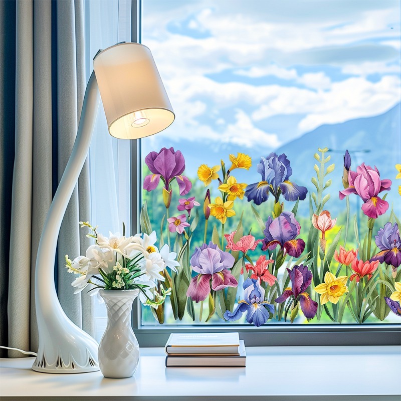 สีสันสวยงาม Iris ดอกไม้สติ๊กเก - Pvc Panel Background บทวิจารณ์และราคา